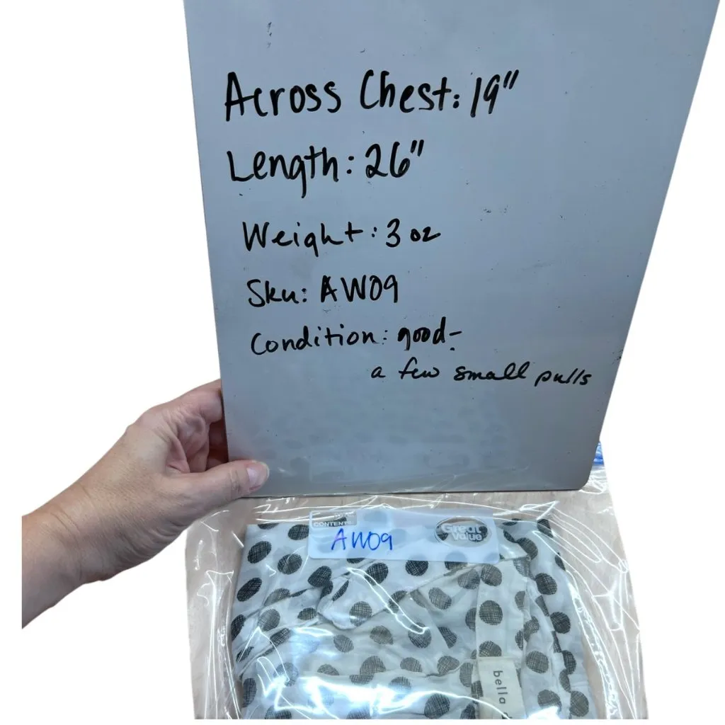 Bella Dahl Dot Print Sleeveless Blouse Lightweight White Black Size Medium - Image 10