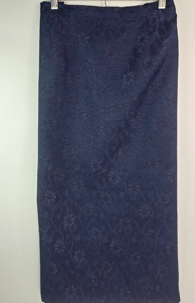 Danny Nicole 10 Workwear Skirt Double Breasted Suit Floral Laser in Navy - Image 2