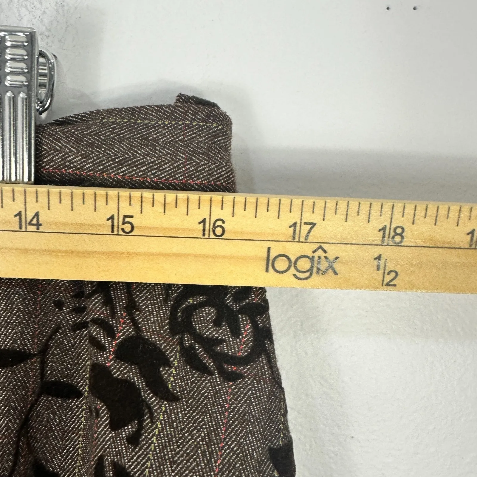 Coldwater Creek Skirt L Brown Floral Velvet A-Line Boho Romantic Office Chic‎ - Image 5