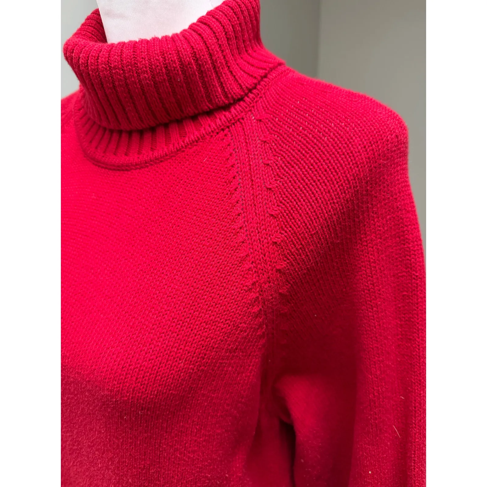 Pria Sweater Womens XL Red Cotton Turtleneck Pullover Cozy Classic Knit - Image 5