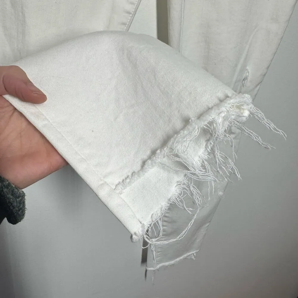 Mother Stunner Zip Ankle Step Fray Jean Women 26 Little Miss Innocent Distressed White - Image 7