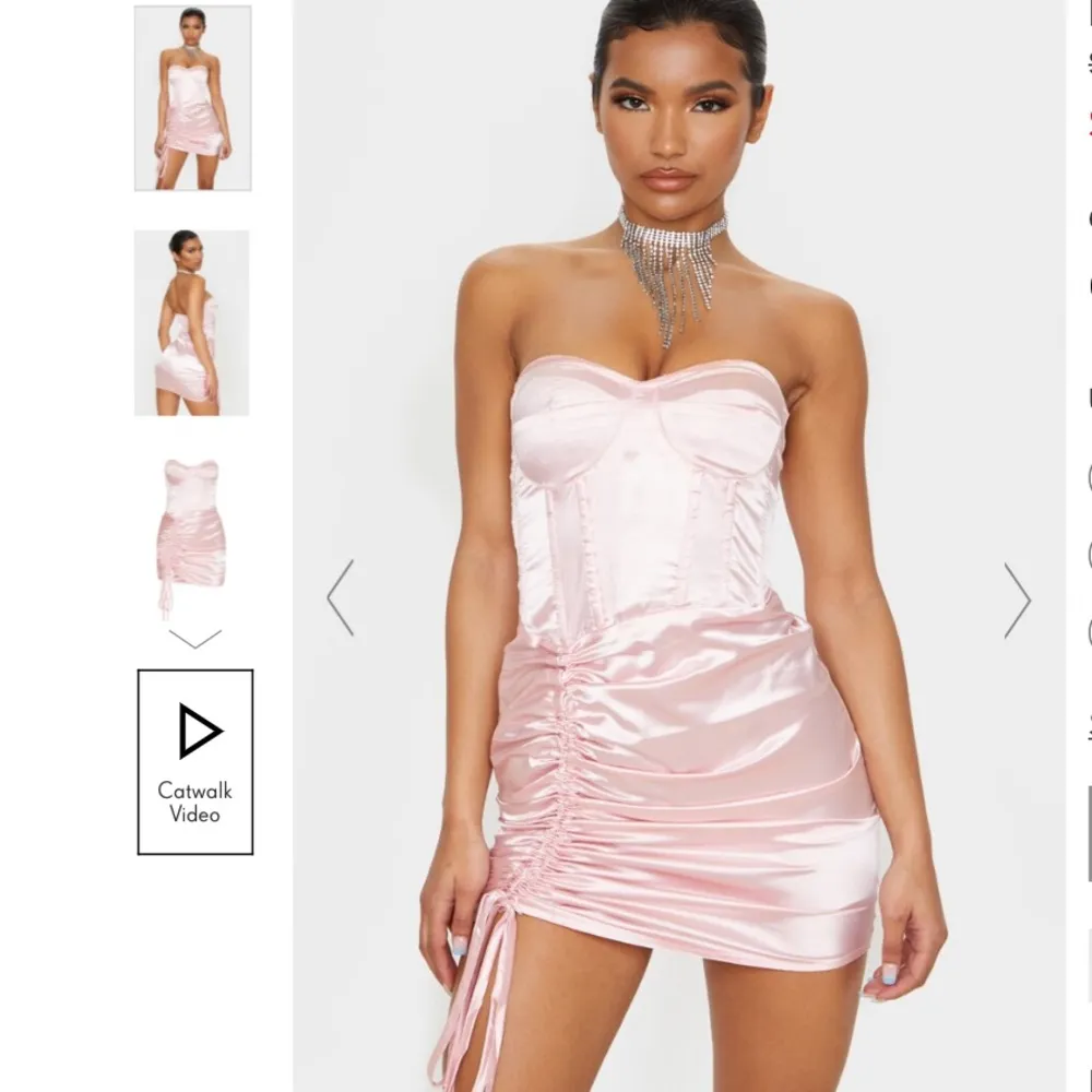 Pretty little thing Pink Satin Ruche Bandeau Dress plt x saweetie size 6 - Image 7