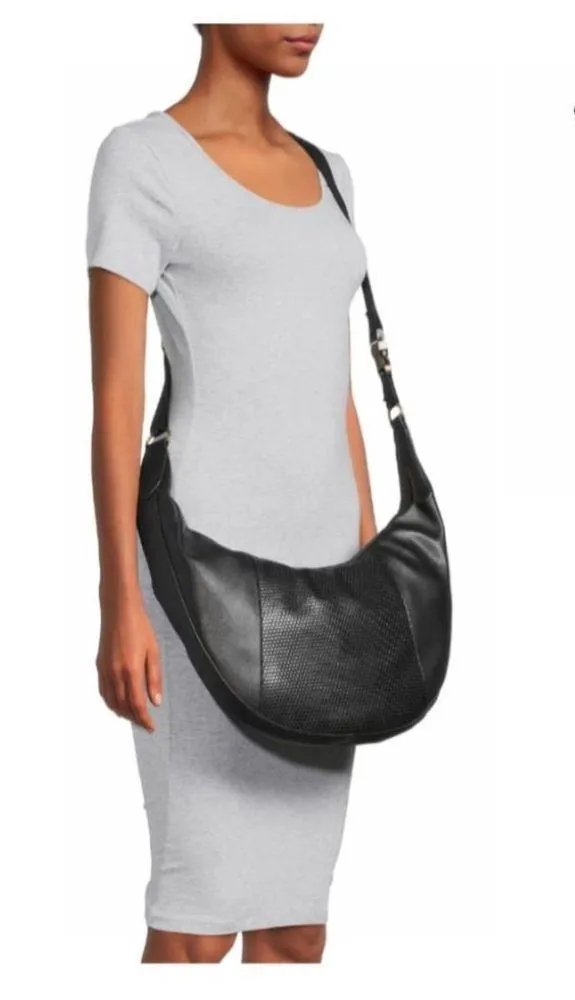 Time and Tru Women’s Marcela Hobo Handbag Or Cross Body Purse New black - Image 3