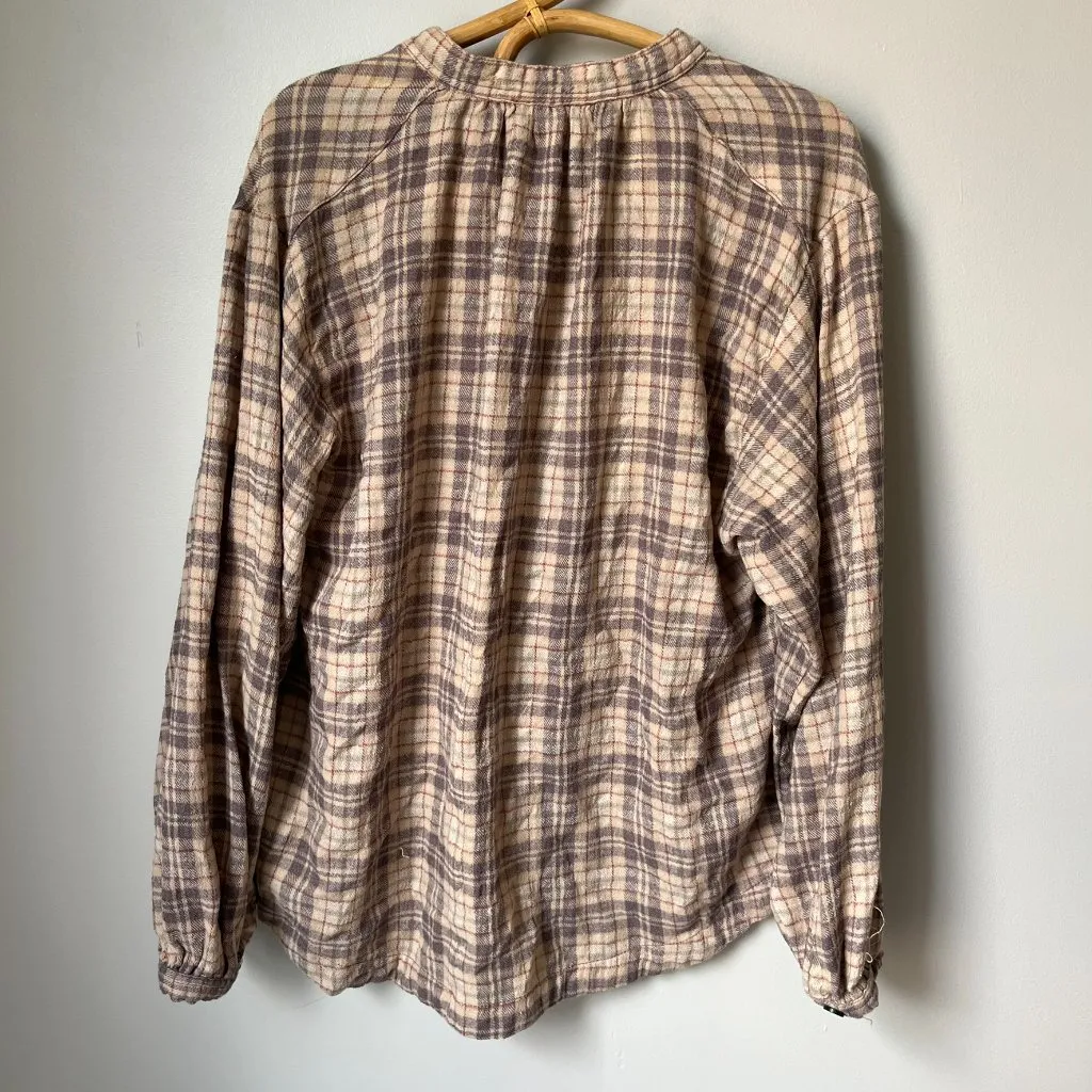 Free People North Bound Pullover Beige Plaid Women's Small - Image 4