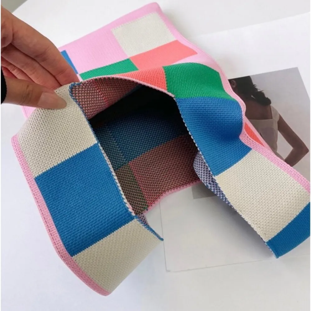 Multicolor Knit Bag, Double Handles - Image 3