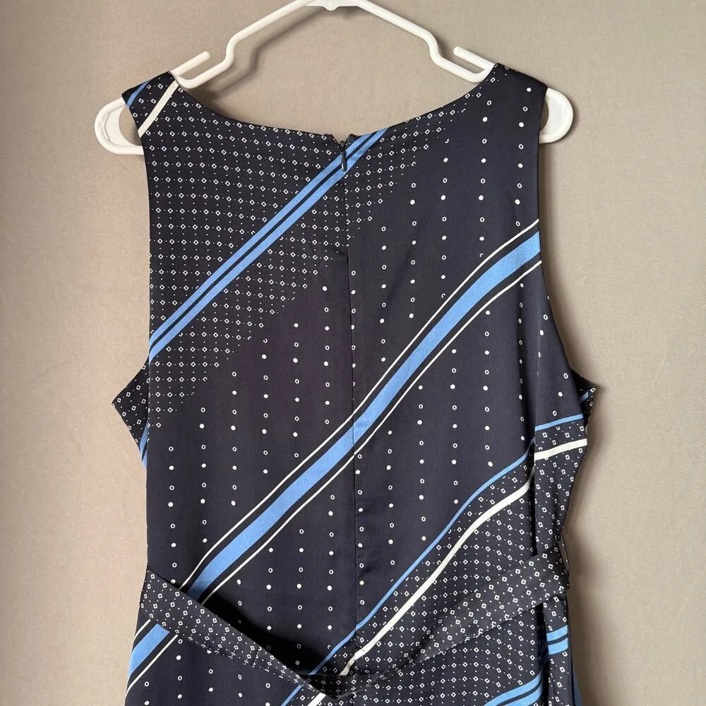Vince Camuto sz‎ XL Black Blue geo print sleeveless shift dress - Image 9