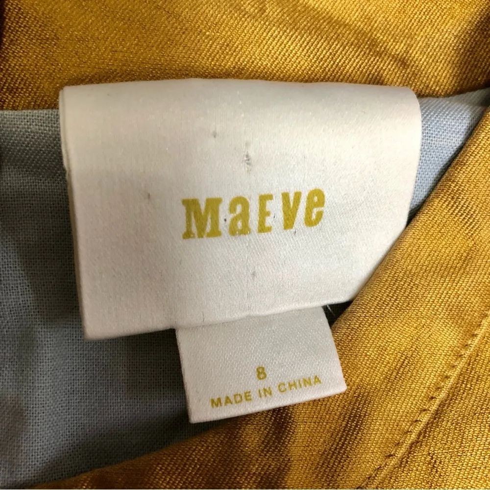 Anthro Maeve Sleeveless Sheath Dress Chardonnay Sheen Mustard Golden Yellow sz 8 - Image 11