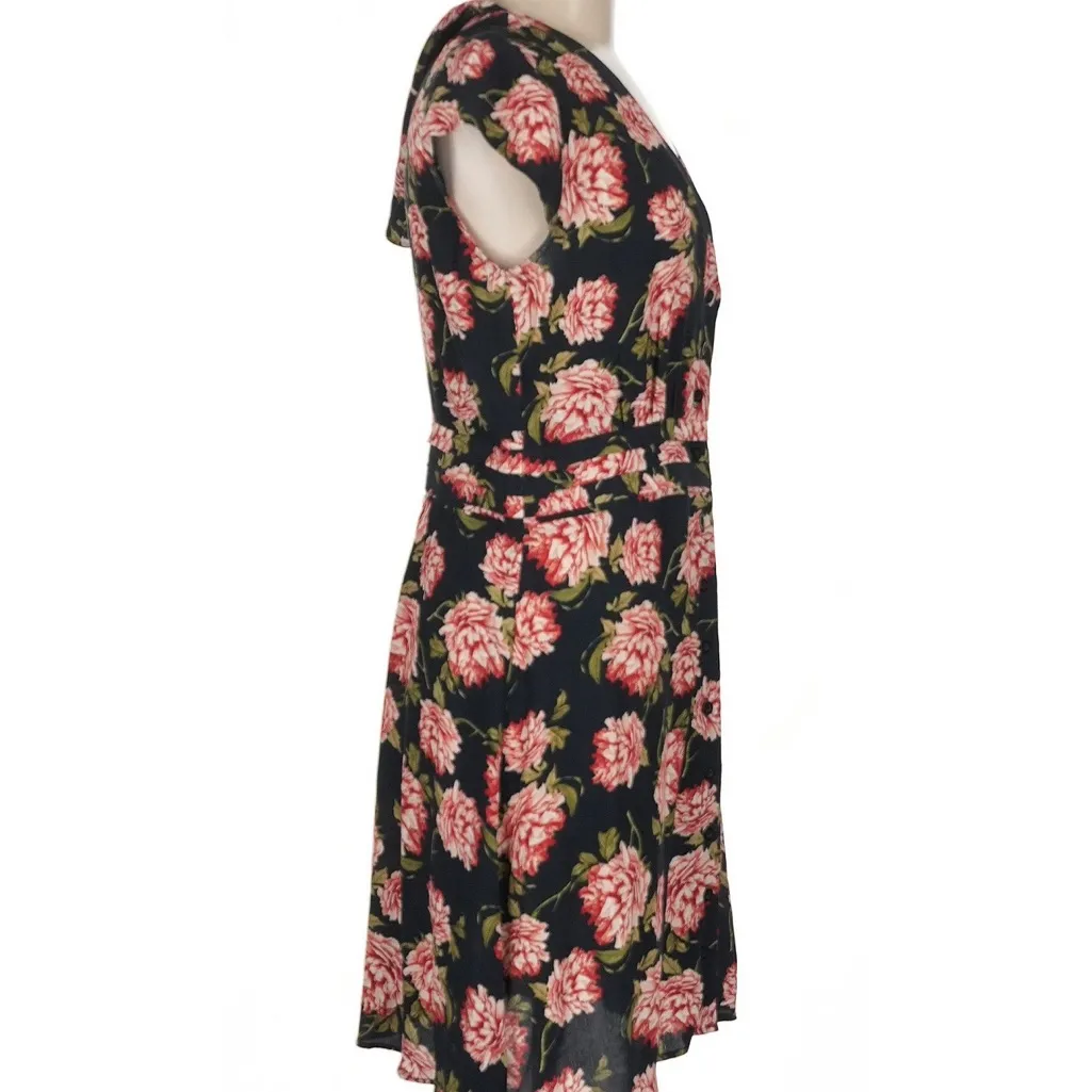 Topshop floral V-neck dess sz 8. Button up - Image 3