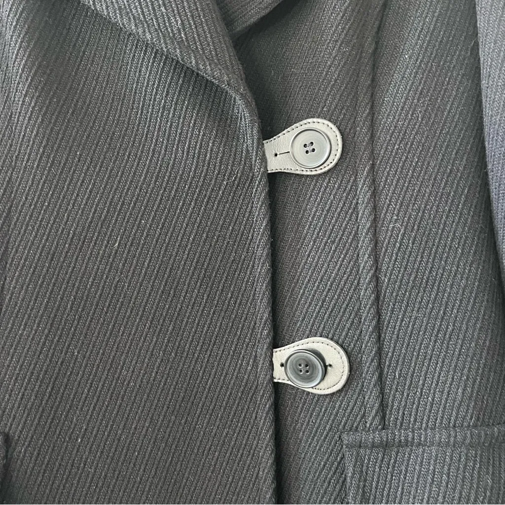 LOFT Ann Taylor Women’s Coat Wool Blend Black Textured Tie Size 4 Mid Length - Image 3