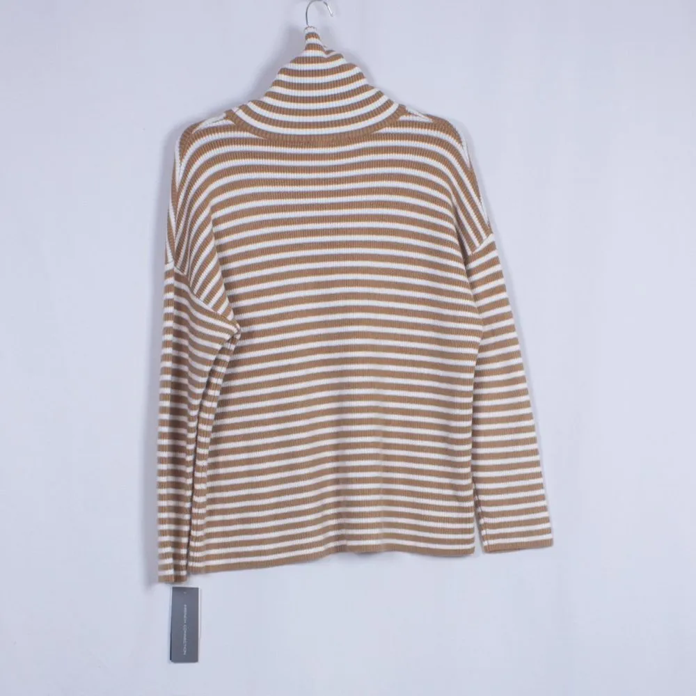 NWT FRENCH CONNECTION Stripe Micro Ribbed Turtleneck Sweater Size XS - Image 4