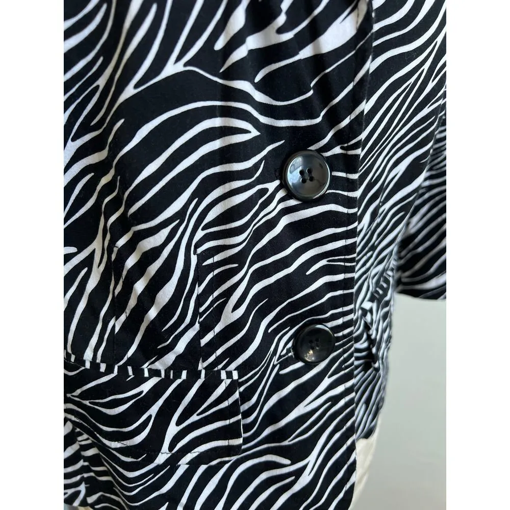Elementz Zebra Animal Print 3/4 Sleeve Blazer Medium - Image 4