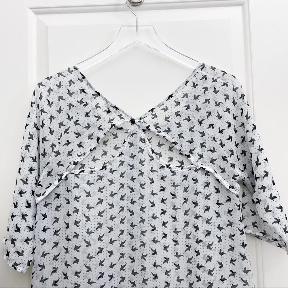 Lily White  Bird Print Sheer Top - Image 6