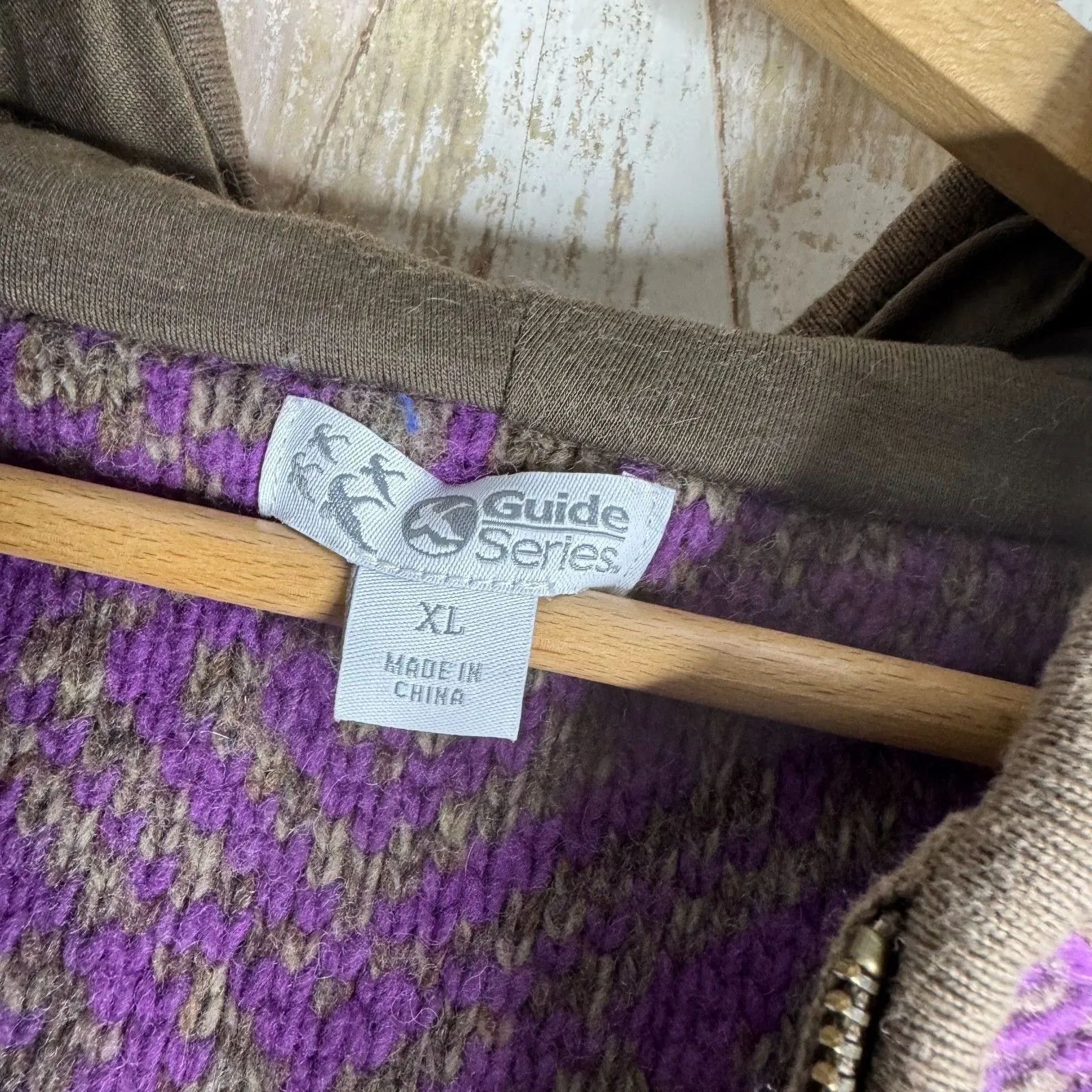 Gander Mtn Guide Series 1/4 Zip Hooded Wool Blend Sweater‎ Purple XL Lagenlook - Image 3