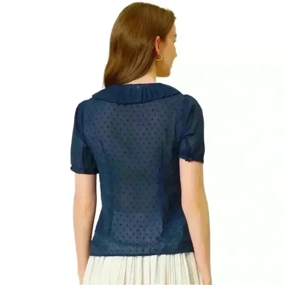 J.Crew Women’s Swiss Dot Tiered Flutter Sleeve Blouse - Image 2