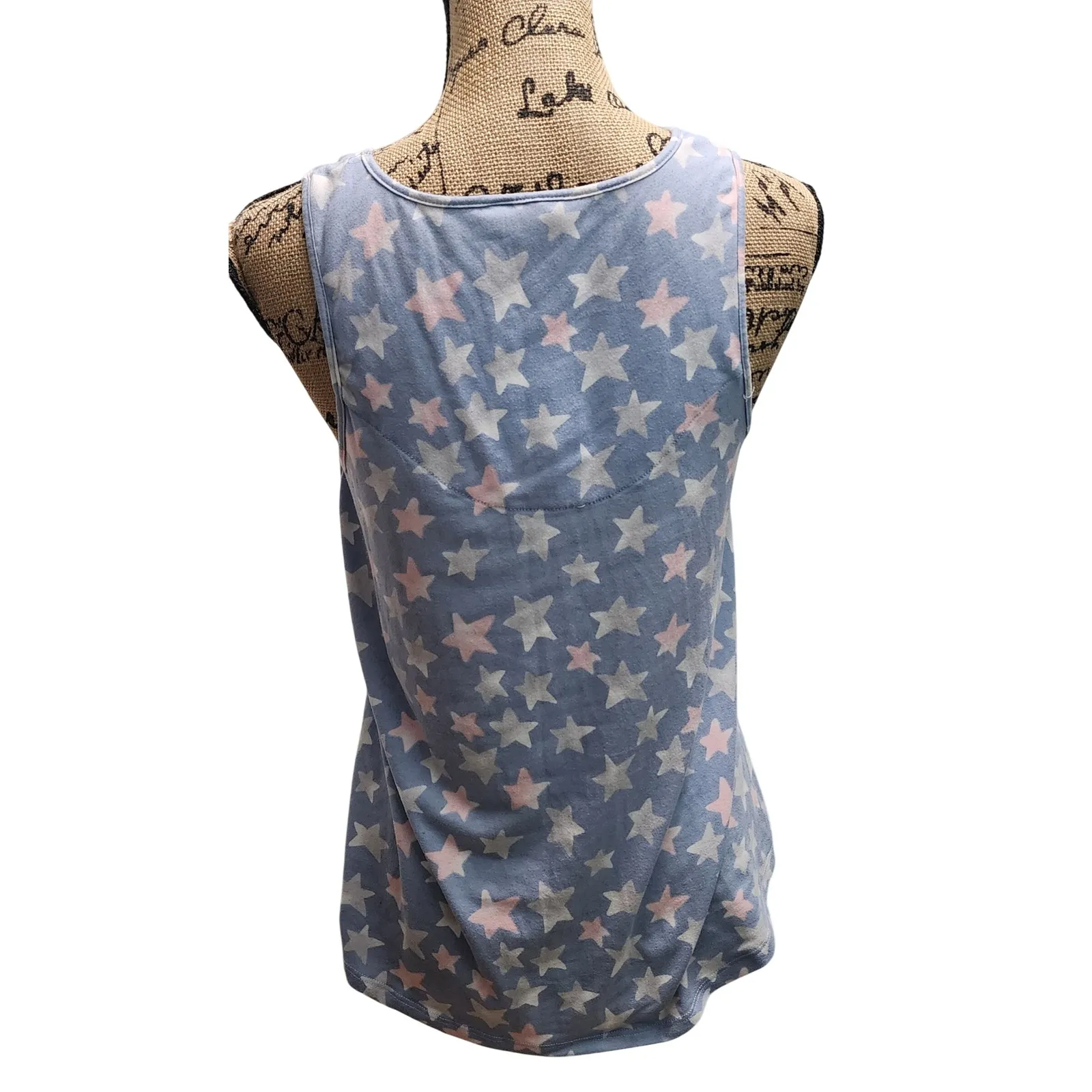 Kensie Star Print Tank Top‎ Womens Size S Sleeveless Casual Blue Pink - Image 2