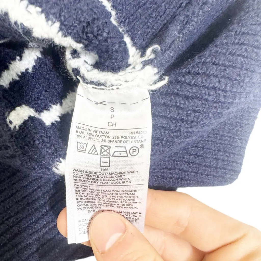 Old Navy Navy & White Striped Pullover Sweater Red Trim Size Small - Image 6