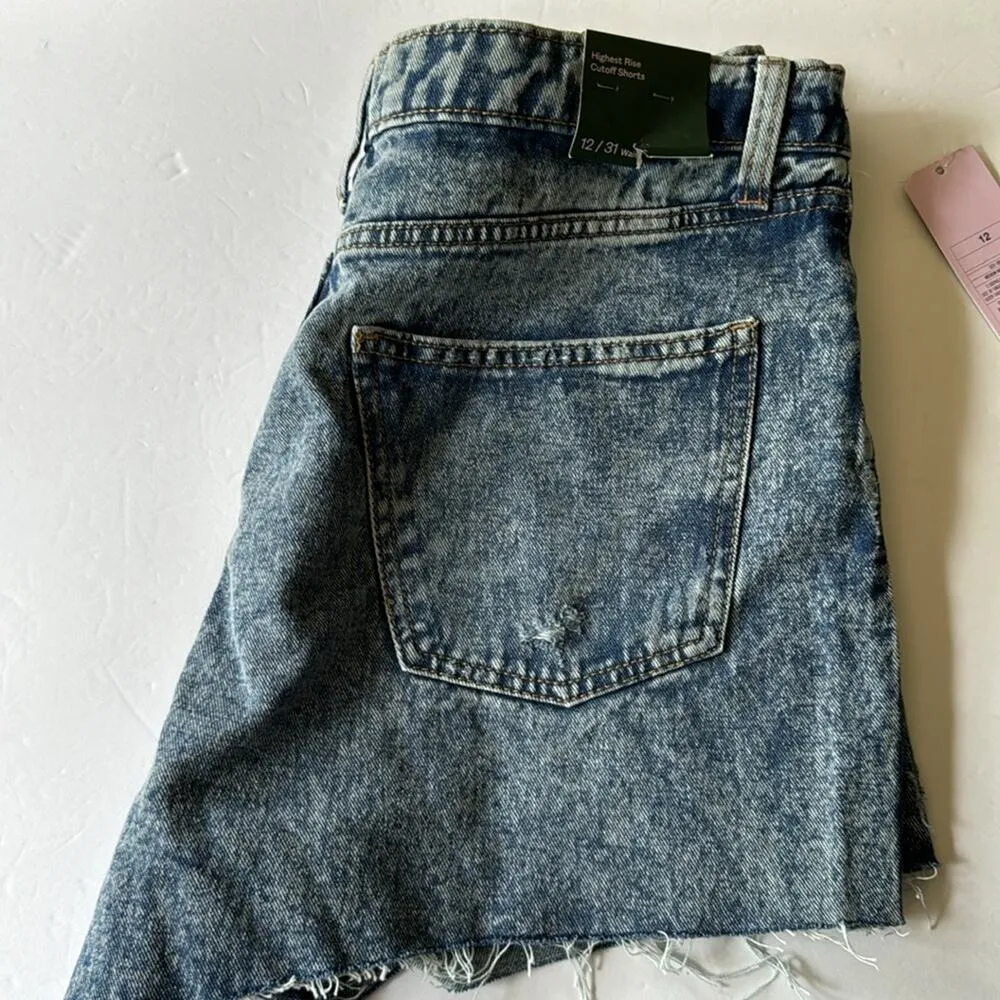 Wild Fable Women's Highest Rise Frayed Hem Distressed Jean Shorts Sz 12/31 - Image 7