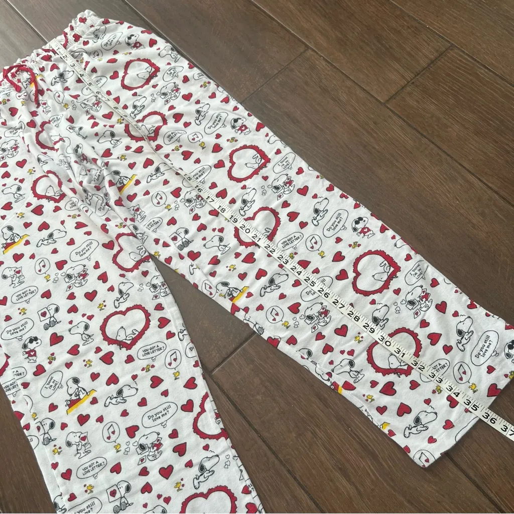 Snoopy Peanuts Valentine Pajama Lounge Pants size M White Size M - Image 5