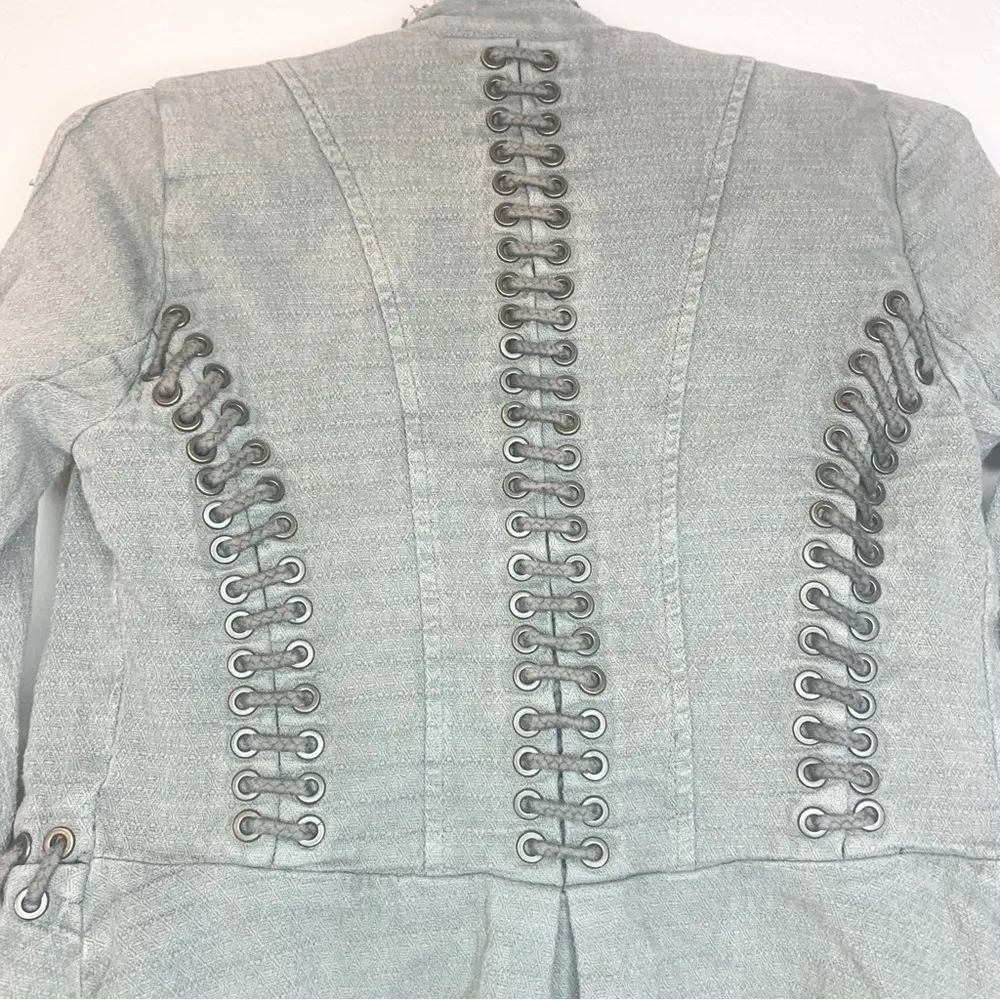 Free People Victorian Ruffle Lace Up Military Jacket Size XS - Image 11