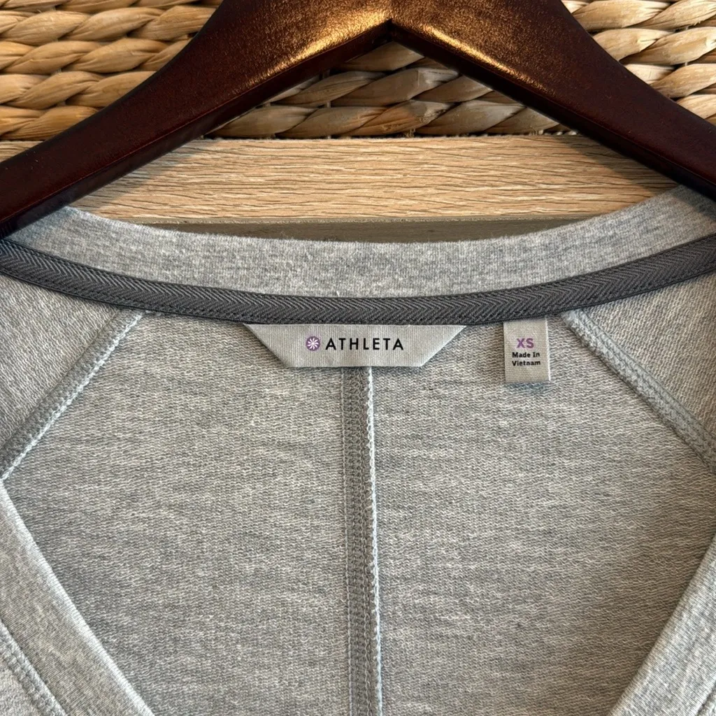 Athleta Loungewear V Neck Pullover Gray Heather French Terry Tunic Dress, XS - Image 5