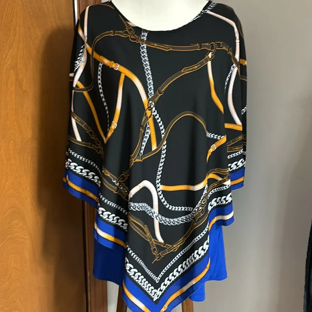 Slim Factor by Investments chain Print puncho Blue Size M - Image 2