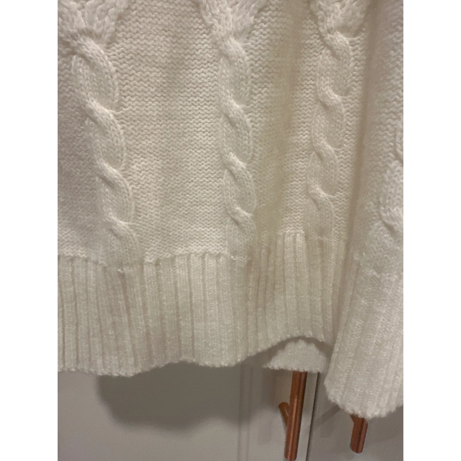 Haymaker VTG 70's Cable Knit V Neck Sweater Cream Classic Preppy Style Size M White Size M - Image 3