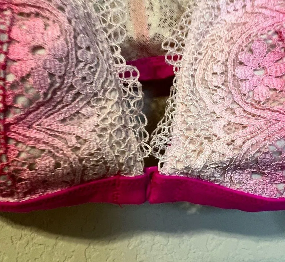 Victoria Secret Hot Pink Lace Triangle Ombré Bralette - Image 5
