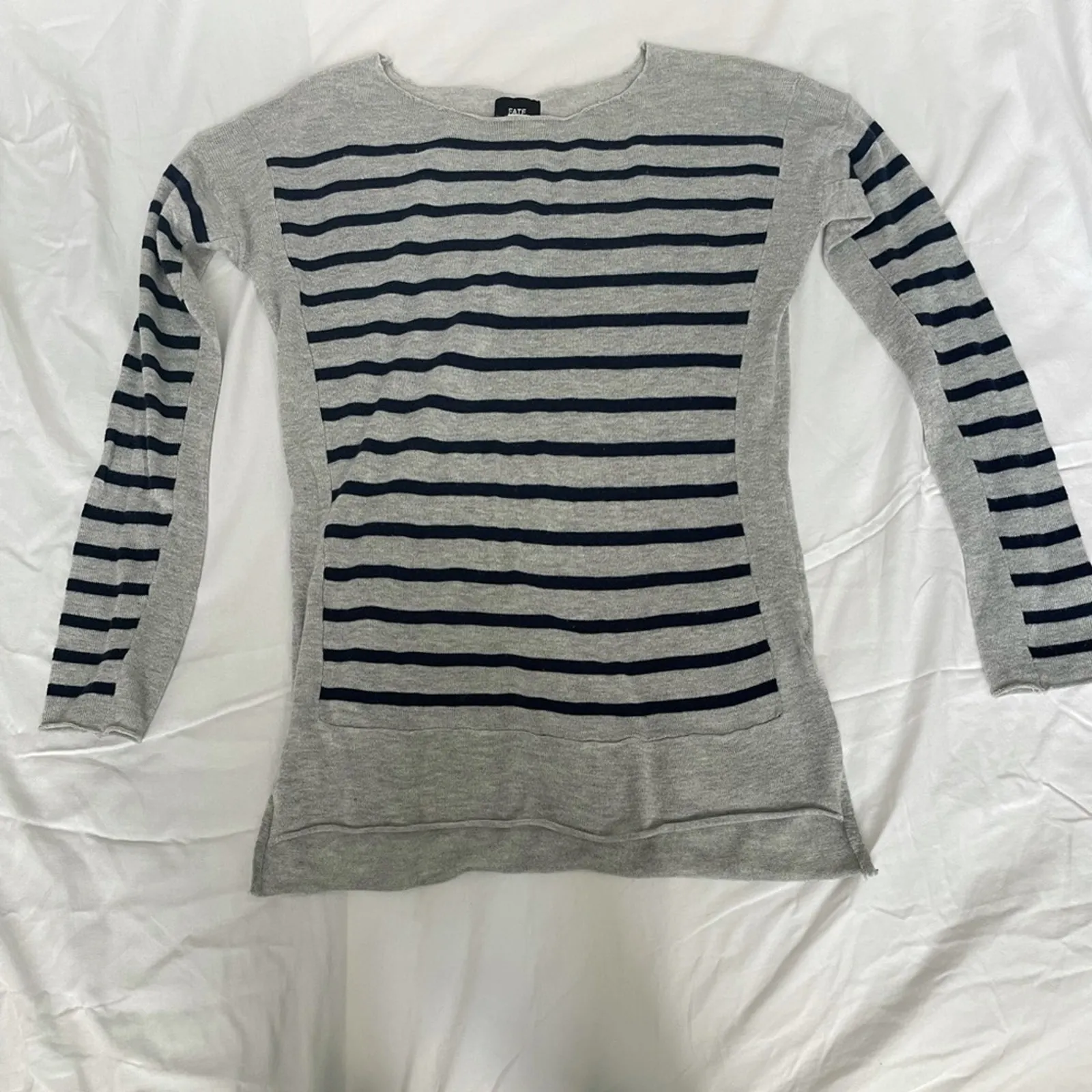 Fate. Lightweight sweater. Size XS. Casual. Workwear. Gray with navy stripes Blue - Image 2