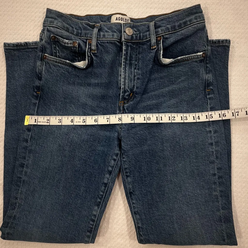 AGOLDE Toni Mid-rise Straight Leg Classic Blue Denim Jeans Size 27 - Image 10