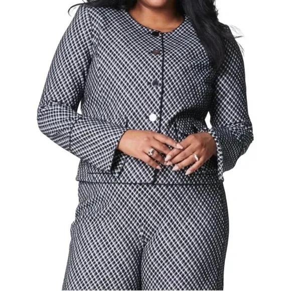 Spanx Ponte‎ Lady Jacket Plaid Jacquard Large NWT - Image 4