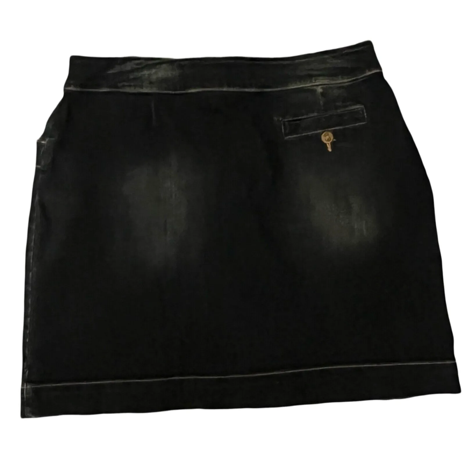 Joules Womens Jean Skirt Size 16 Short Button Front Dark Wash Mid Rise Stretch Blue - Image 6