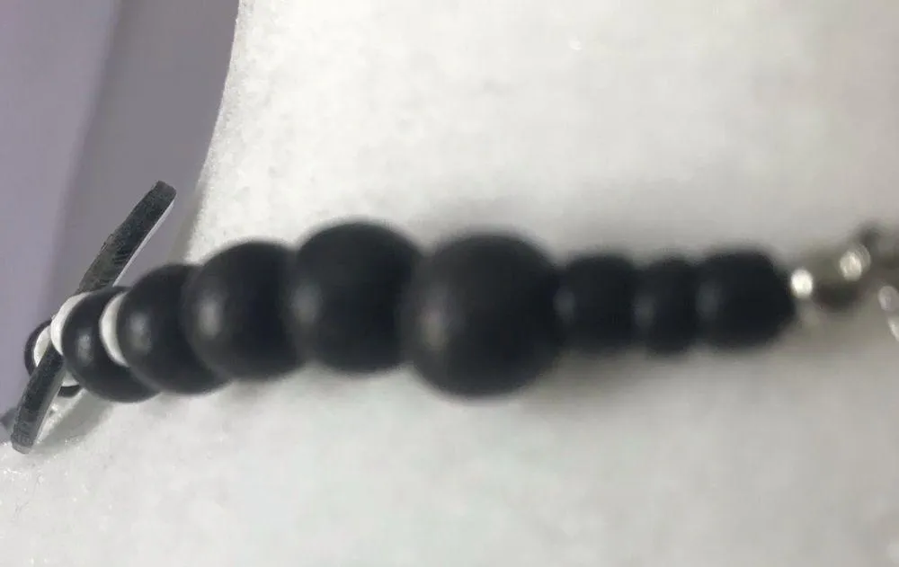 Bead & Faux Abalone Necklace BNWT Black - Image 4