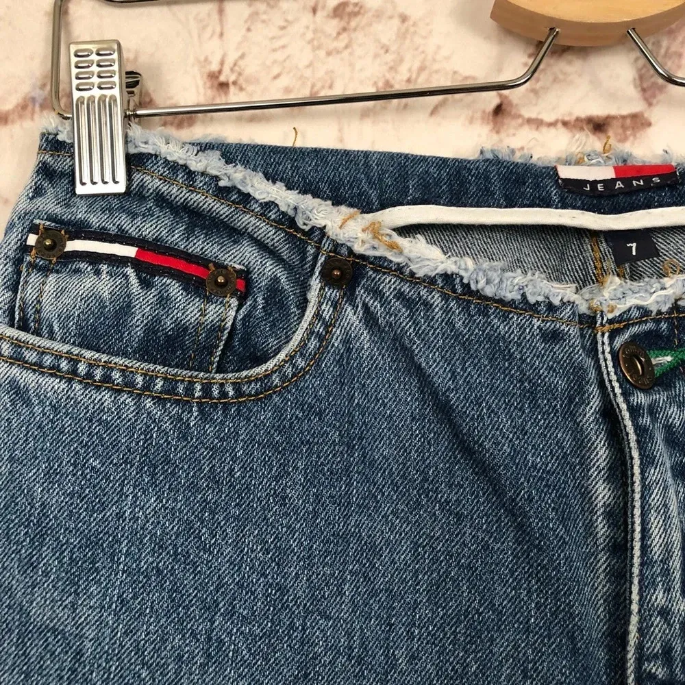 Vintage Tommy Jeans Frayed WB Hipster Flare‎ Jeans - Image 4