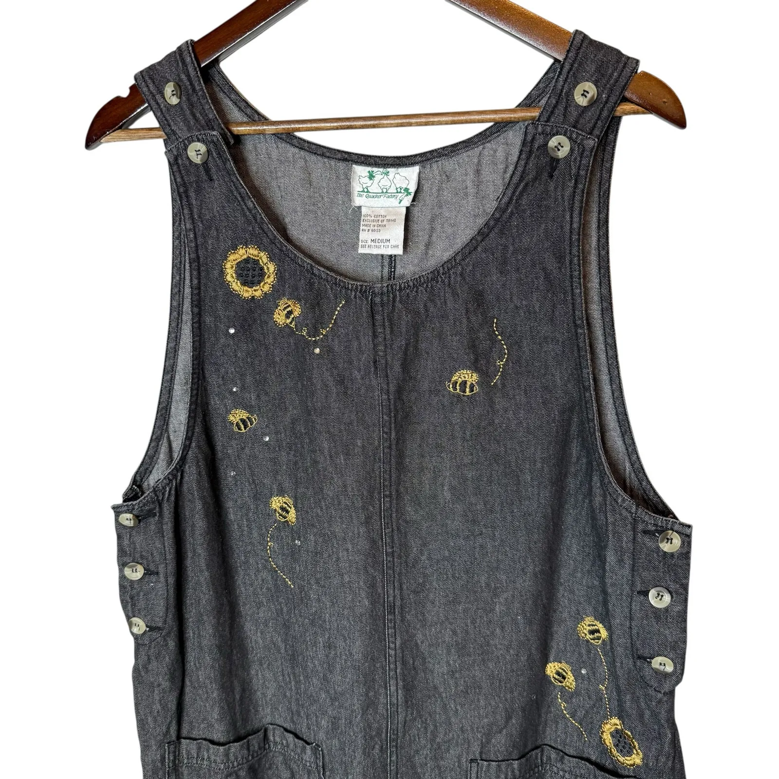 Quacker Factory Vintage Denim Sleeveless Embroidered Rhinestone Dress‎ - Image 2