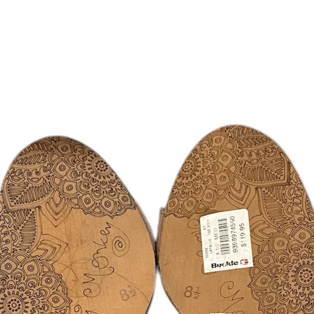 NAUGHTY MONKEY LASALLE SUEDE LEATHER WEDGE TAN BEIGE OPEN TOE SANDAL SHOES - Image 7