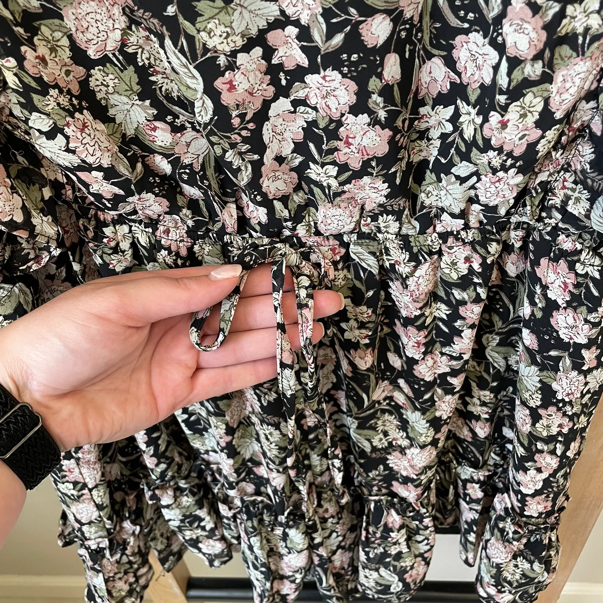 She + Sky Black Floral Playsuit Romper Size L - Image 4