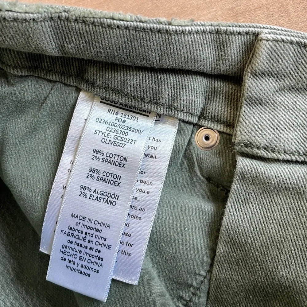 GOOD AMERICAN Good Curve High Rise Straight Leg Jeans In Olive Green Sz 00/24 - Image 5