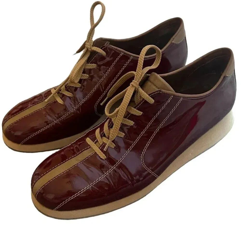 Paul Green Munchen Patent Leather Lace-Up Sneakers Wedge Casual Size 8.5 Women's - Image 2