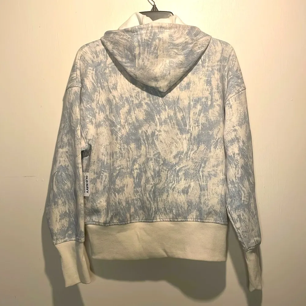 Old Navy Active- Dynamic Fleece Full Zip Up Hoodie Sweatshirt Blue Cream- Size S - Image 2