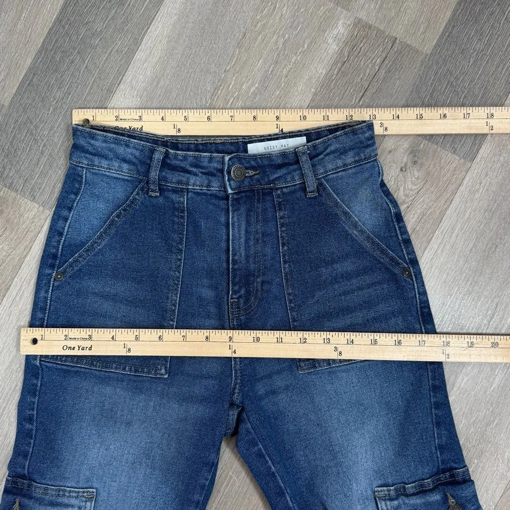 Noisy May Moni High Rise Cargo Pocket Jeans Blue Size 26 - Image 12
