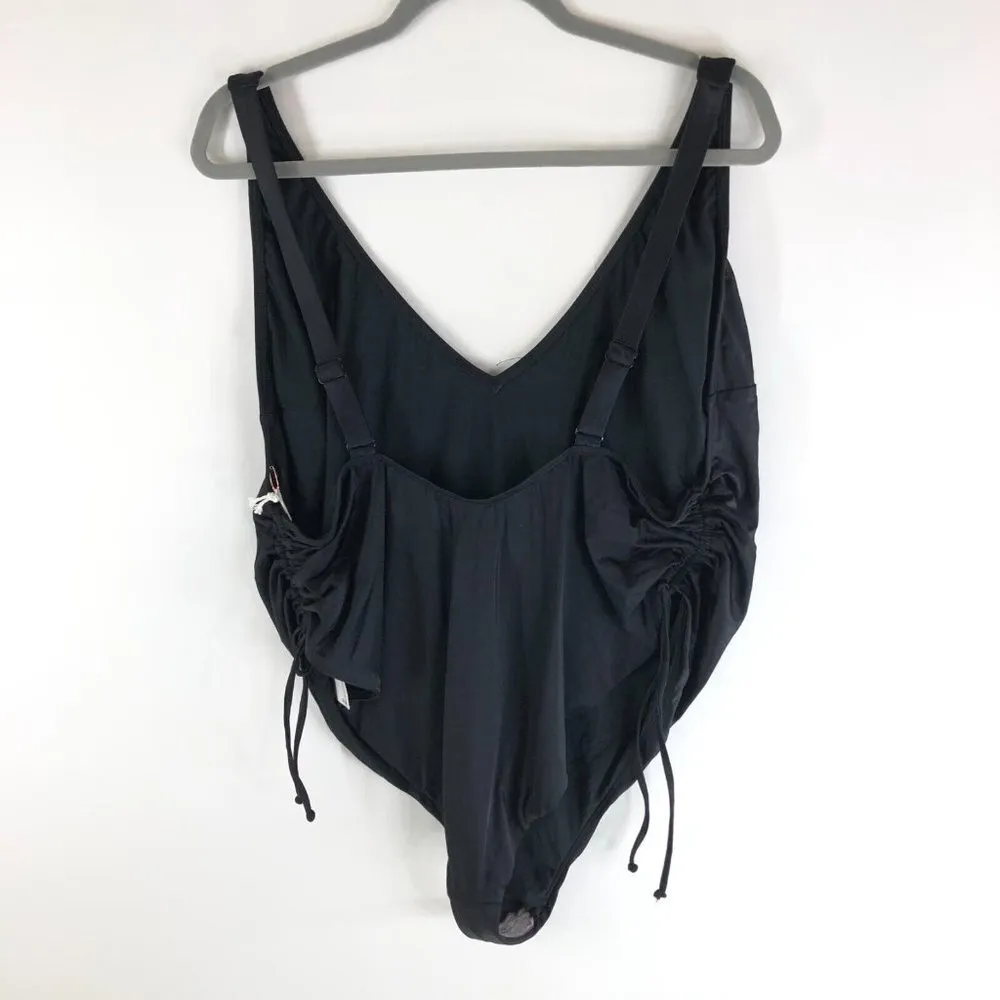 Good American Shine Cinch Plunging Cheeky One Piece Swimsuit Black 8 US 5XL - Image 2