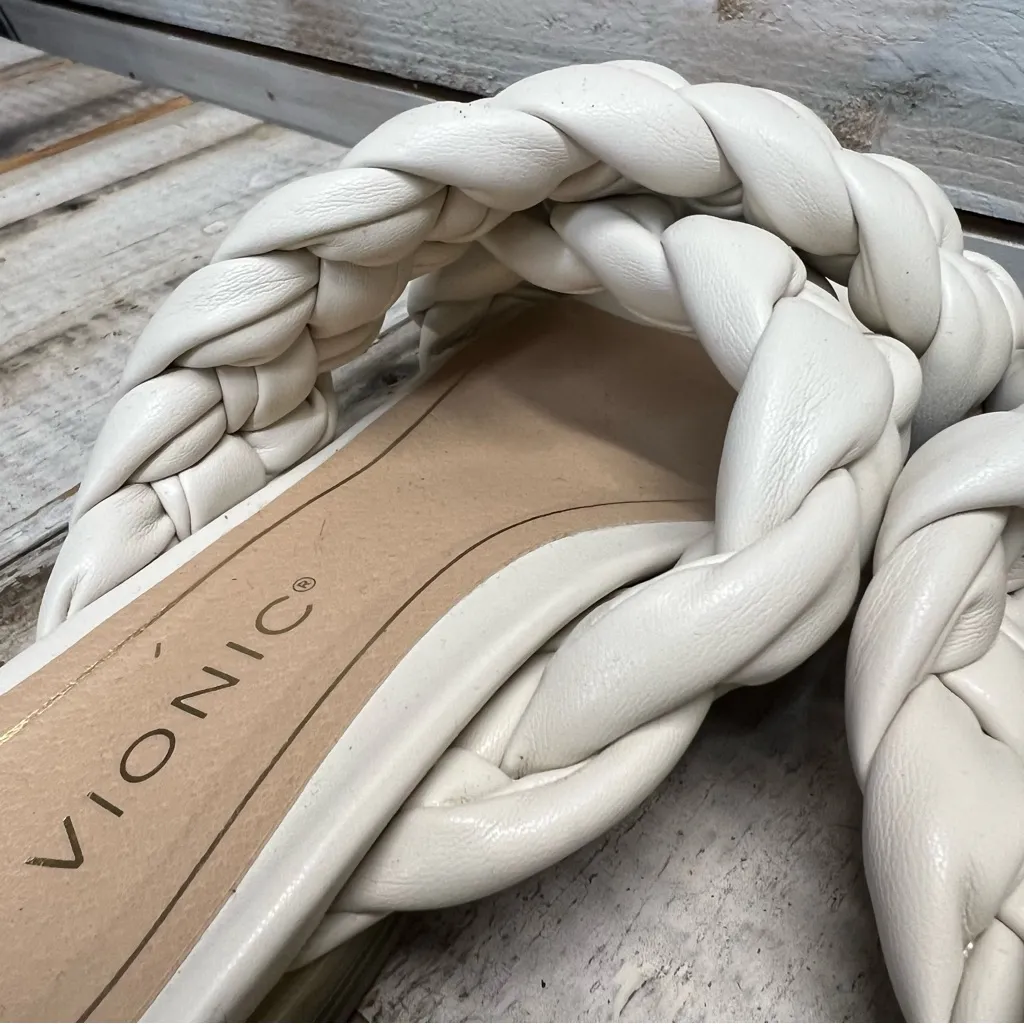 Vionic Kalina White Braided Sandal Square Toe Slide Arch Support Boho Y2K 7.5M - Image 10
