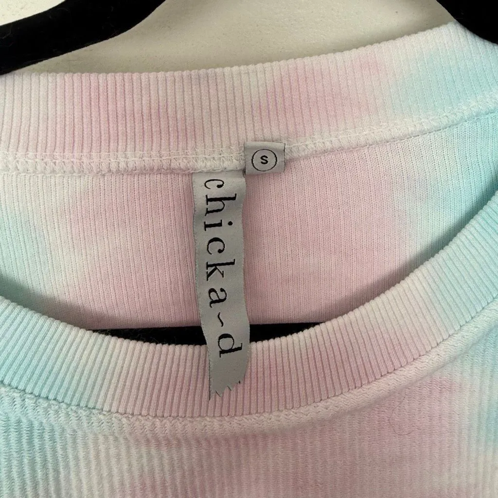 Chicka D Women’s Small Tie Dye Smiley Face Longsleeve Top Sweater - Image 2