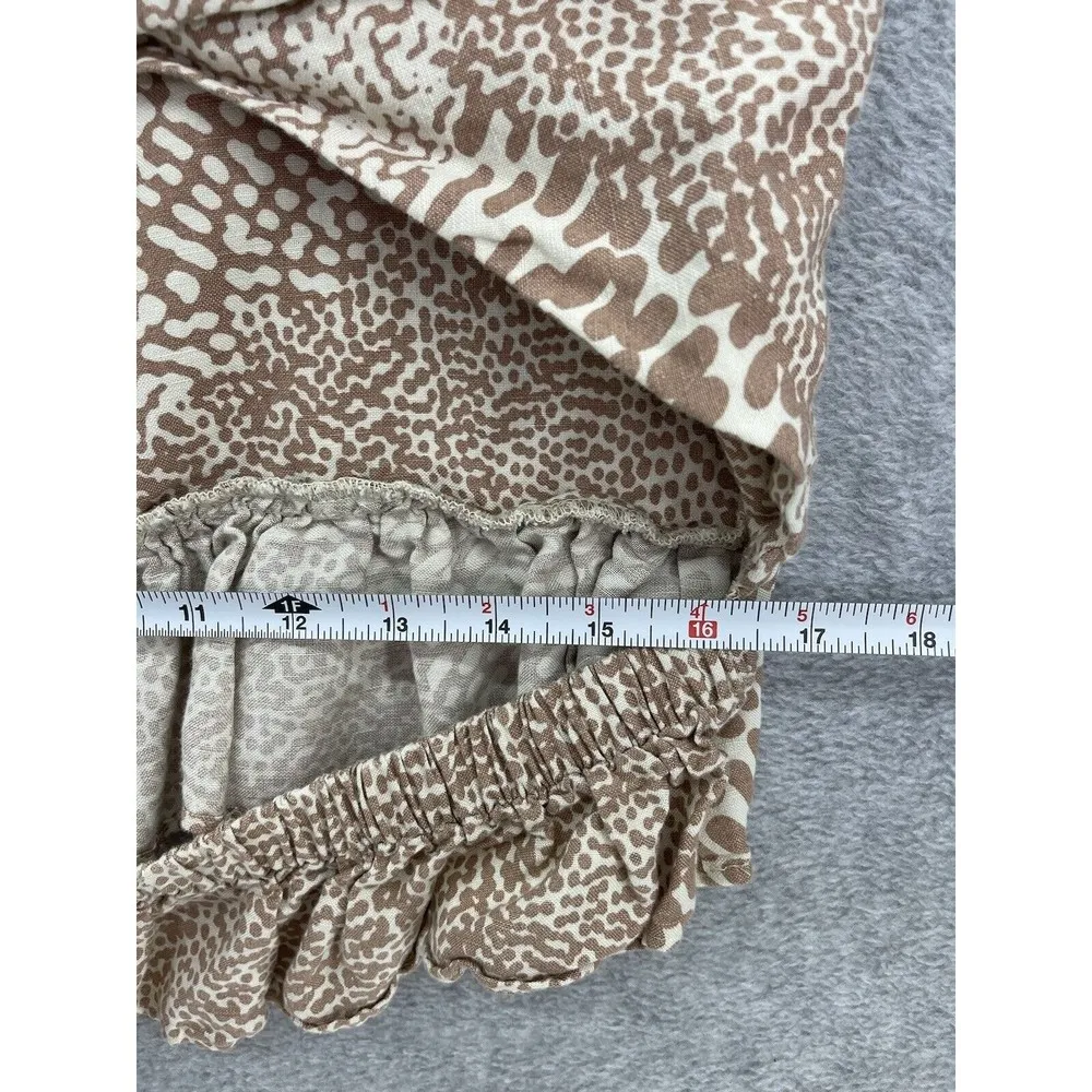 EXPRESS Women's Blouse Cutout Sleeveless Animal Print Brown Size XL Ruffle Linen - Image 10