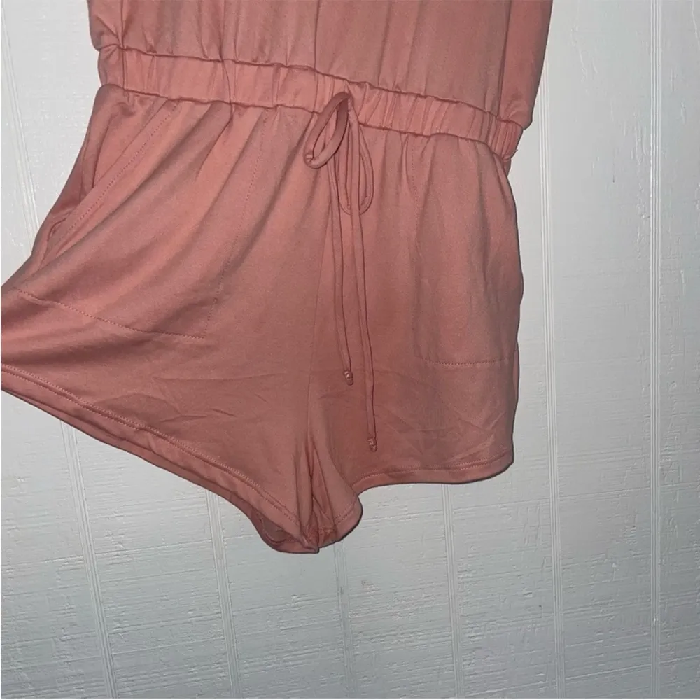 Nwt Heart & Hips Romper pearl pink size small sleeveless pocket’s elastic - Image 8