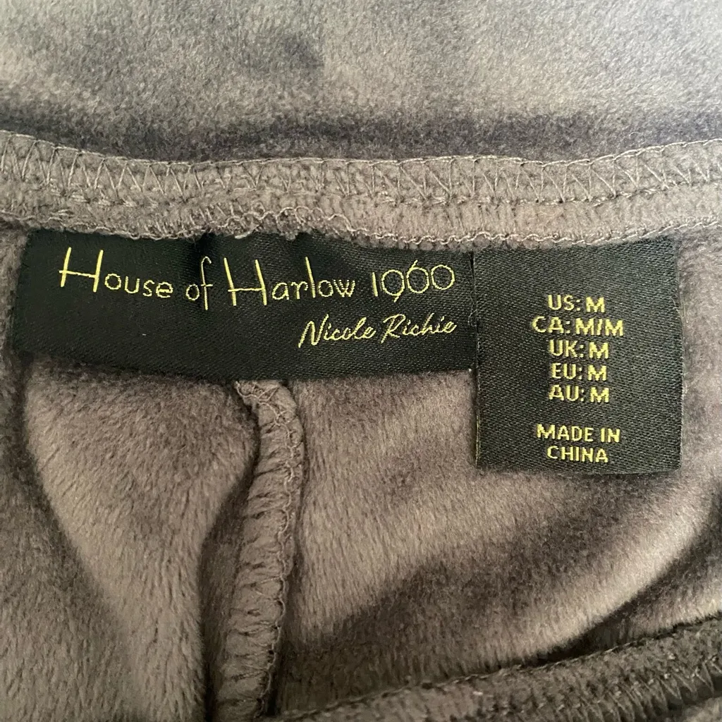 House of Harlow 1960 x Nicole Richie Gray Velour Jogger Pants Size M - Image 6