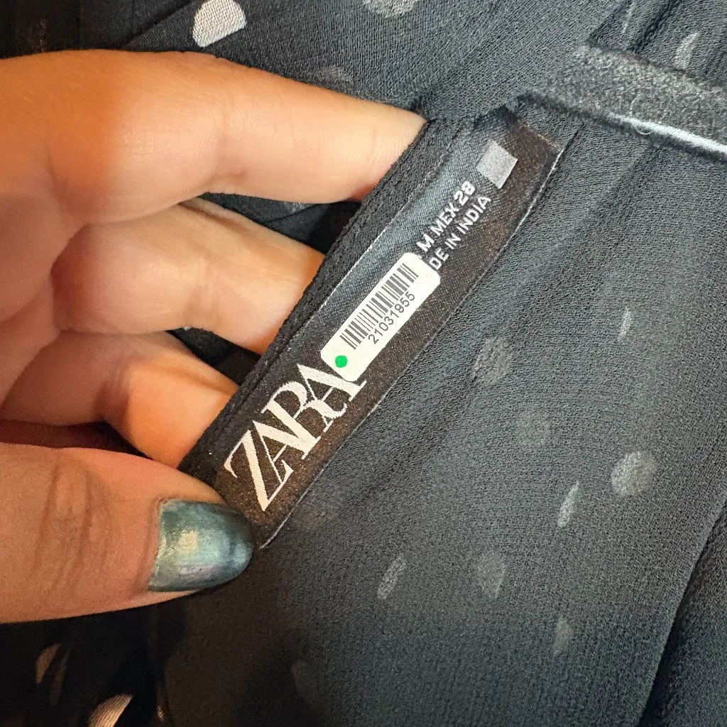 Zara black and white polkadot open back jumpsuit - Image 5