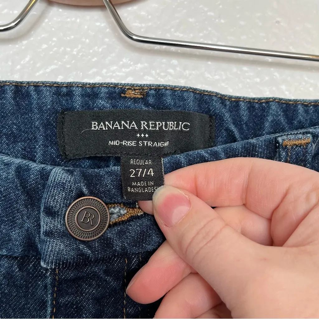 Banana republic factory luxe mid rise straight dark wash crop jeans size 27/4 - Image 11