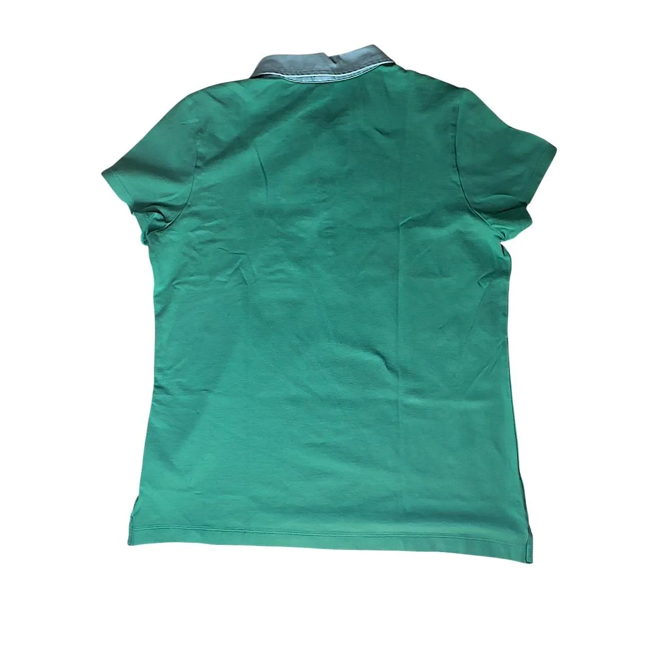 L.L.Bean Womens Green Blue Relaxed Fit Short Sleeve Polo Shirt Size M - Image 3