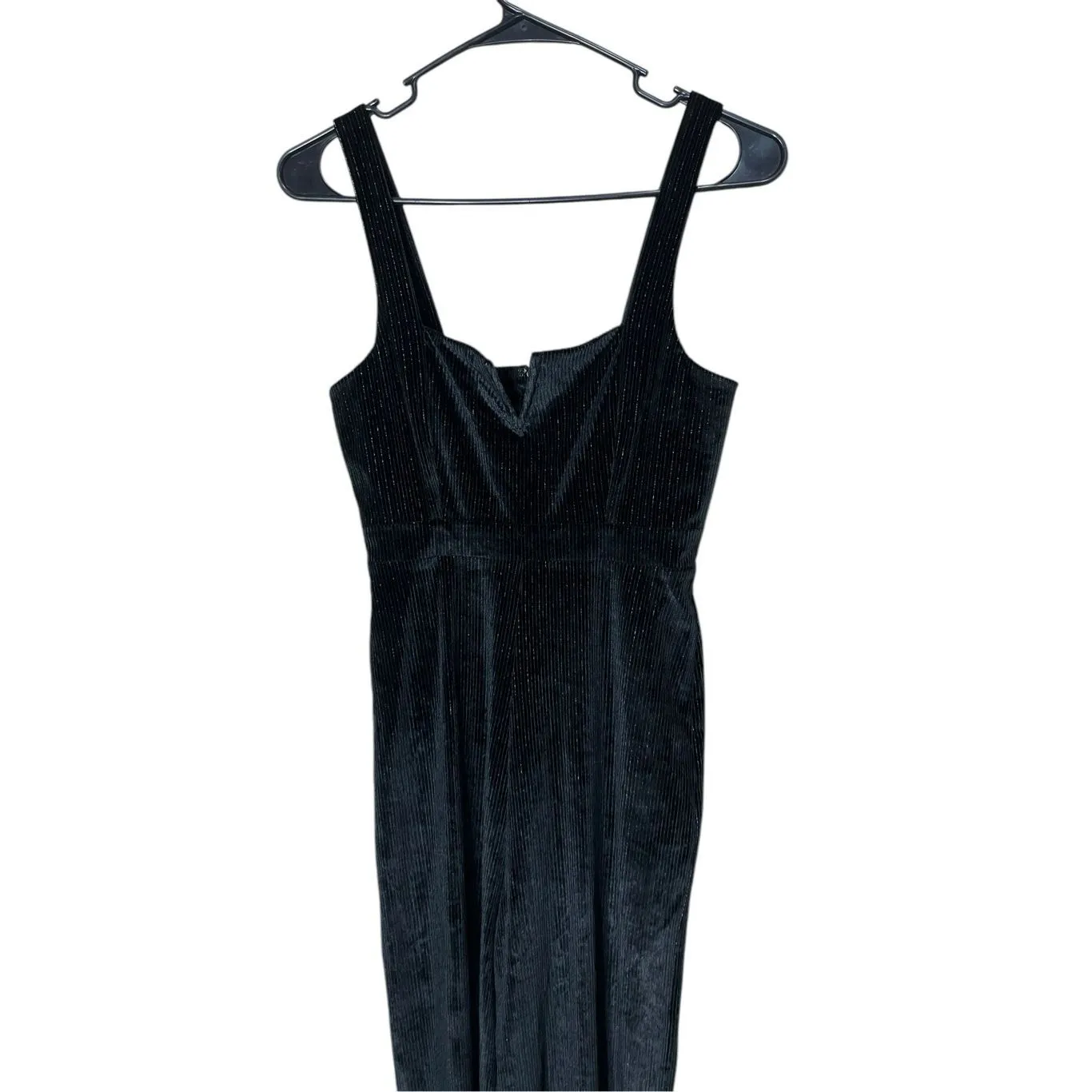 L*SPACE Black Silver Metallic Vera Velvet Ribbed Wide Leg Jumpsuit‎ XS - Image 2